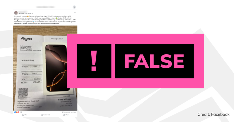 An image of the image with a verdict saying 'false'.