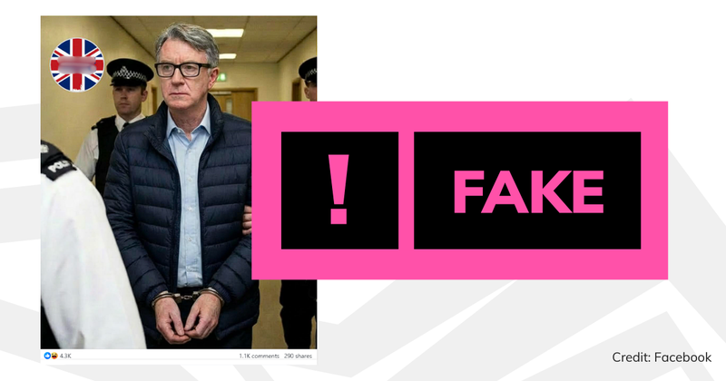 A screenshot of the post with text overlaid saying 'fake'