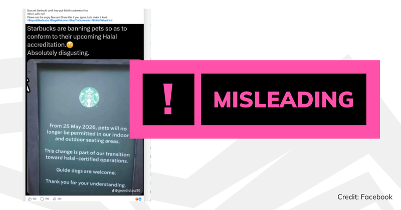 A screenshot of the post with overlaid text saying 'misleading'.