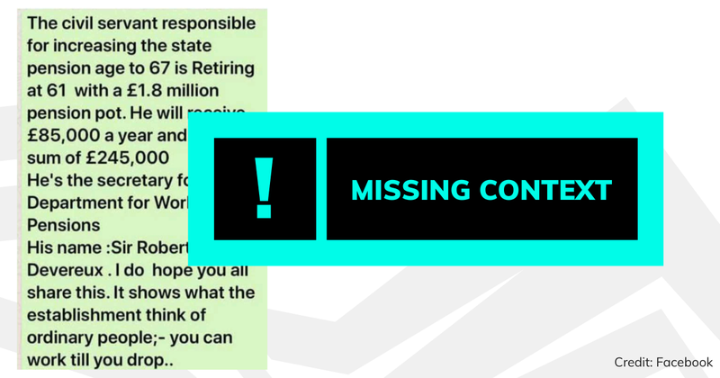Missing context label on text making claims about Sir Robert Devereux