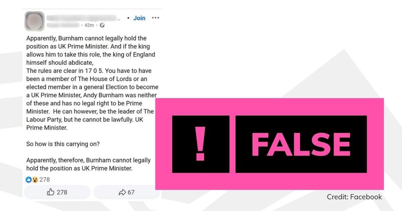 Screenshot of social media post with 'false' text overlaid