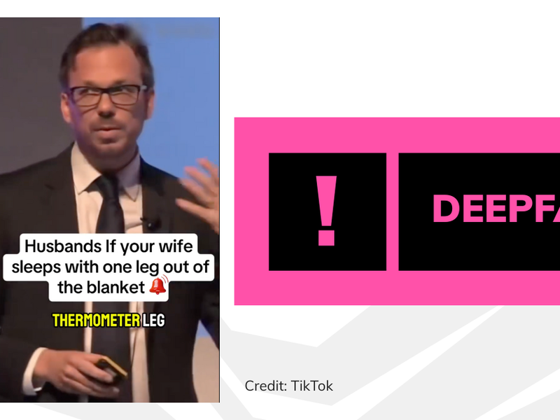 A still from a deepfake video of Professor David Taylor-Robinson