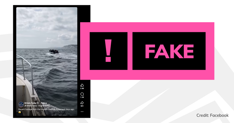 A screenshot of the video with overlaid text saying 'fake'.