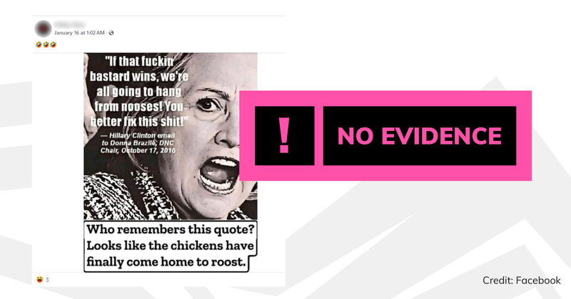 A screenshot of the post  with overlaid text saying 'no evidence'.