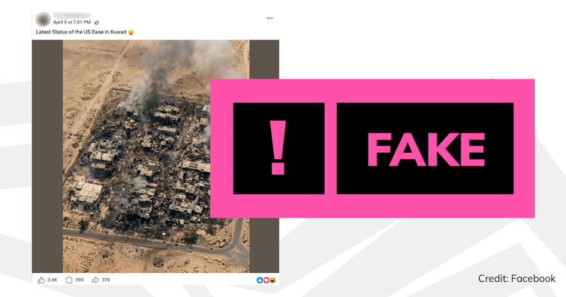 A screenshot of the post with overlaid text saying 'fake'.