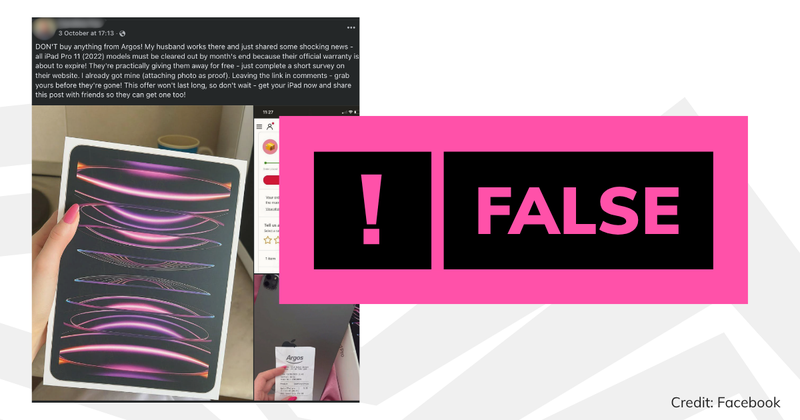 False label on a Facebook post