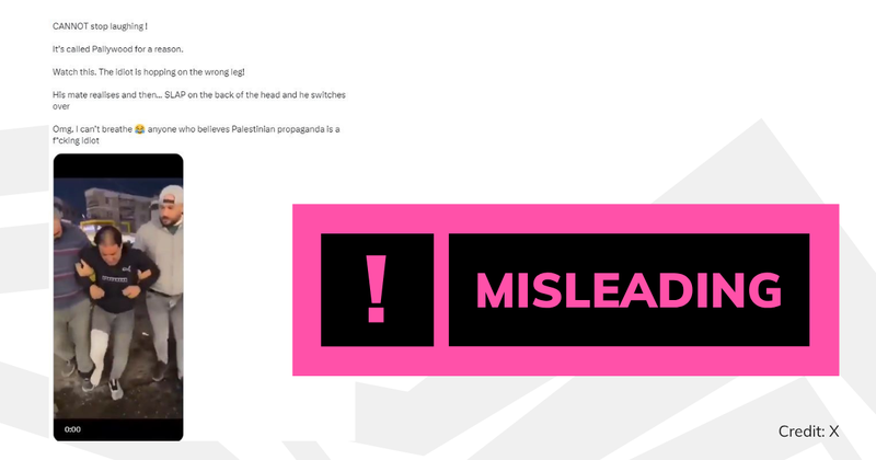 Screenshot of social media post with 'misleading' text overlaid in pink