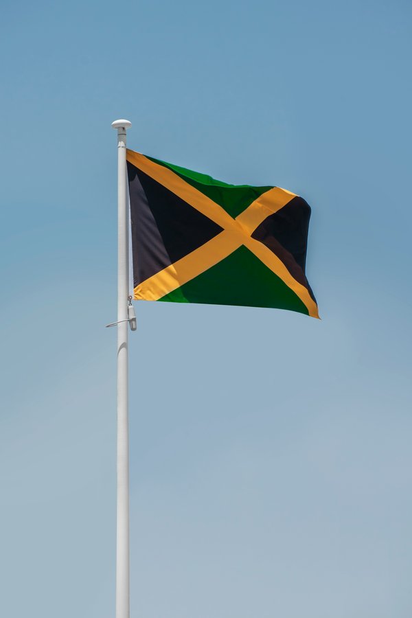 A photo of the Jamaican national flag.