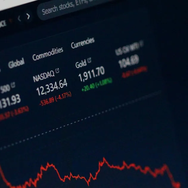 A picture of a computer screen showing the stock market.