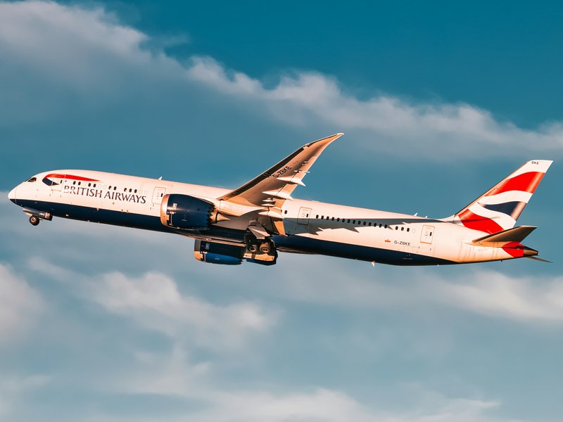 An image of a British Airways plane in flight.