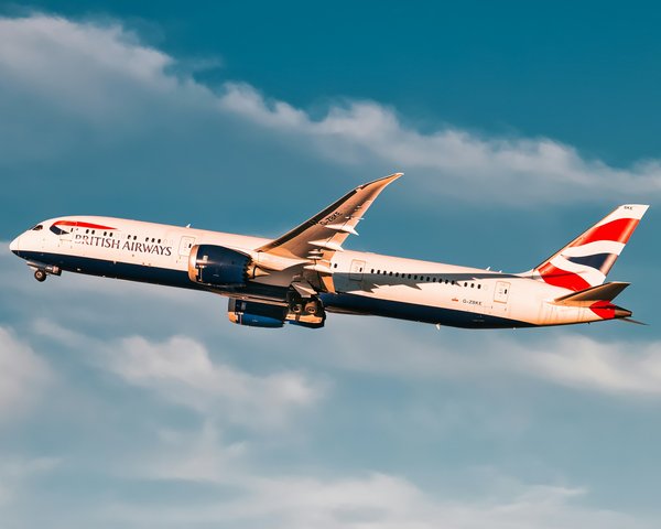 An image of a British Airways plane in flight.