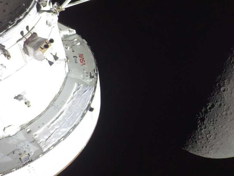 NASA’s Orion spacecraft lit up by the Sun