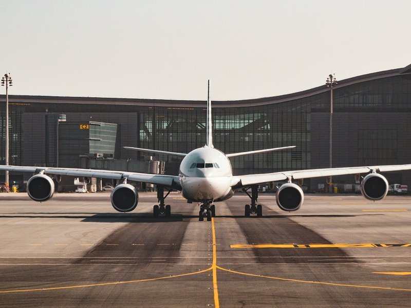 A plane at an airport