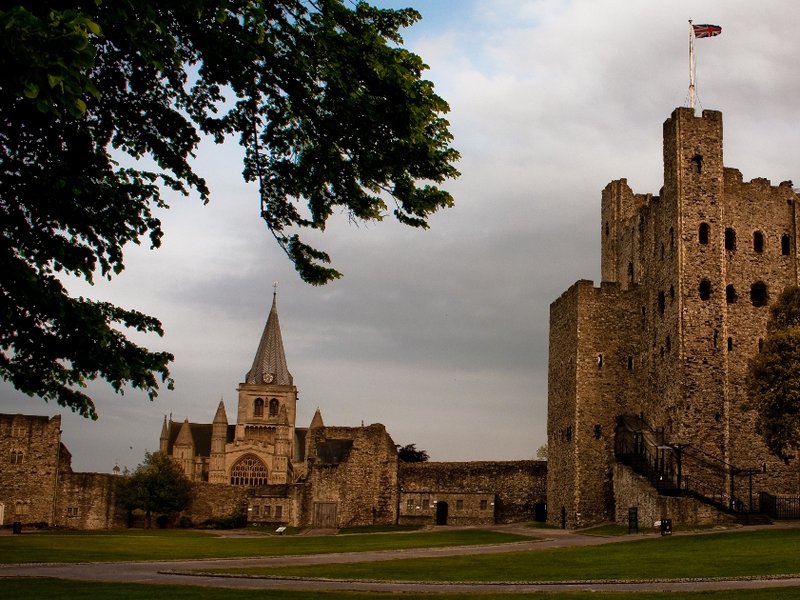 The grounds of Rochester Castle and the Cathedral.