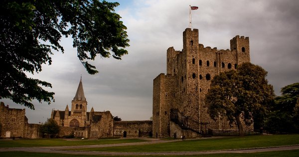 The grounds of Rochester Castle and the Cathedral.