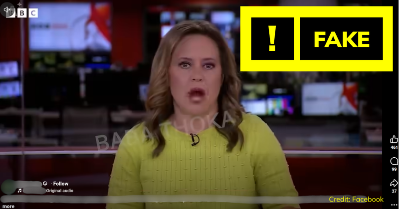 Debunk image false rating for BBC deepfake of report on Israel flight