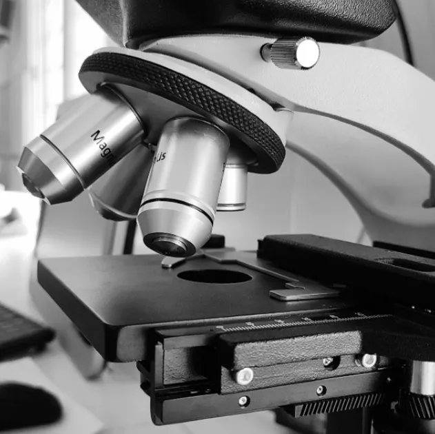 Microscope on table