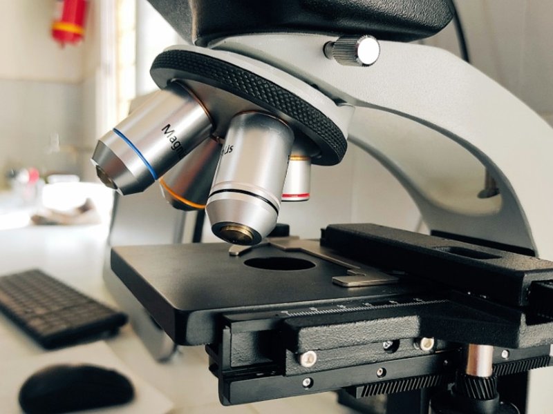 Microscope on table