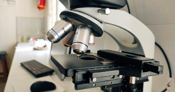 Microscope on table