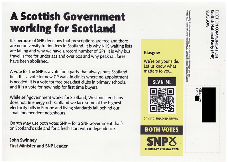 SNP election leaflet