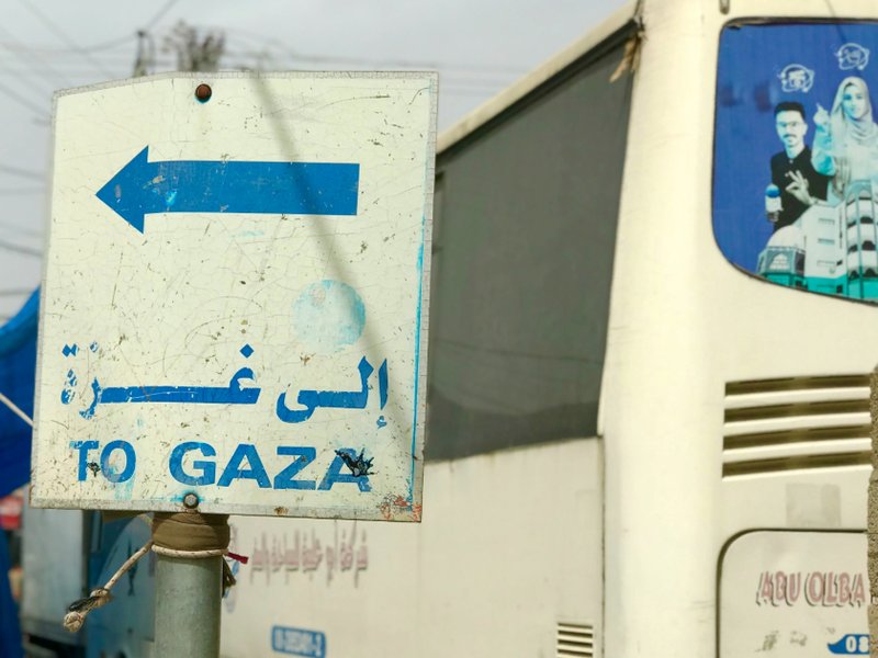 A sign which reads “To Gaza”.