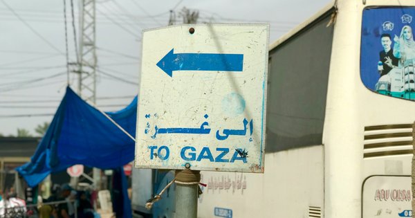 A sign which reads “To Gaza”.