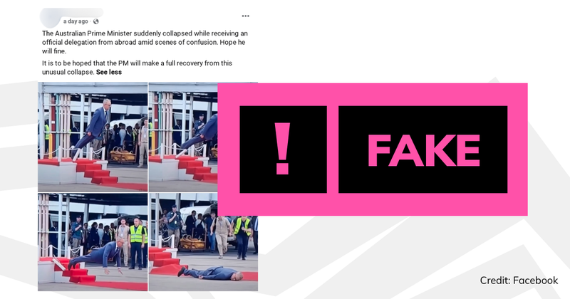 debunk image for Anthony Albanese falling off stage