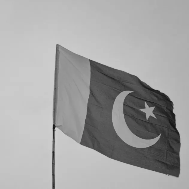 Pakistani flag in the air