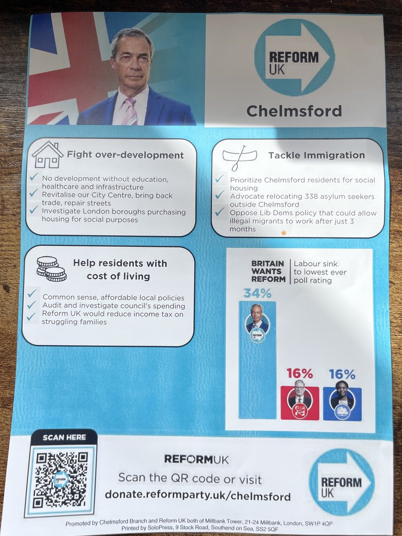 Reform Chelmsford leaflet