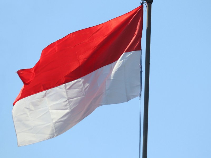 The flag of Indonesia.