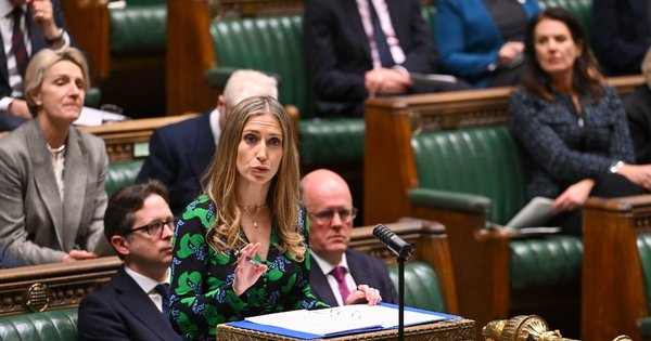 Conservative shadow education secretary Laura Trott MP speaking at the despatch box in the House of Commons.