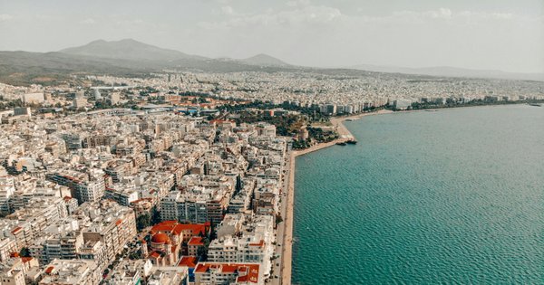 A photo of the Thessaloniki coastline in Greece