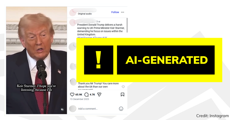Debunk image of AI Trump criticising Starmer