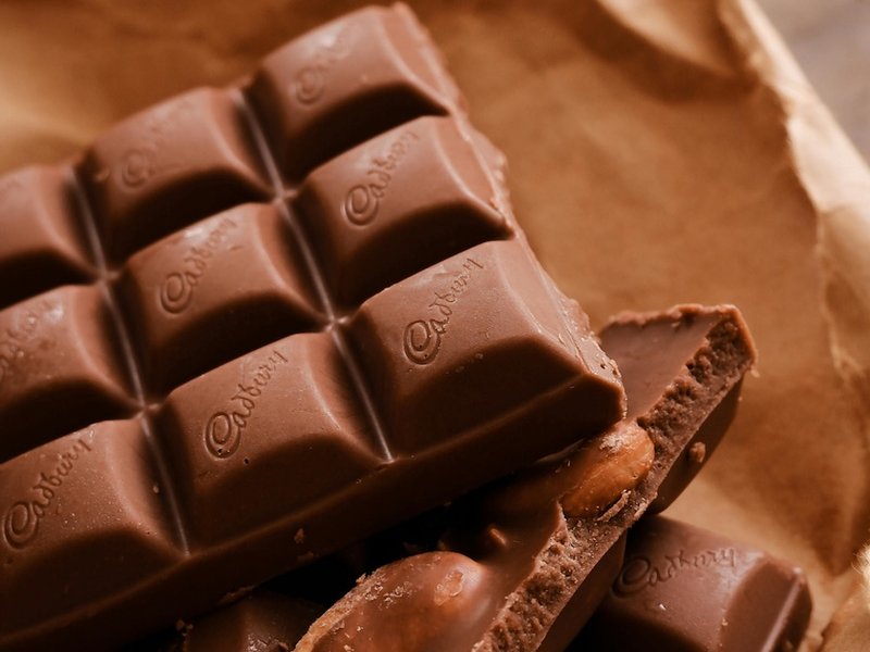 Cadbury logo on chocolate