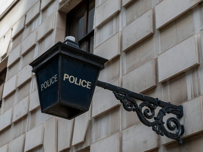 A blue police station lamp.