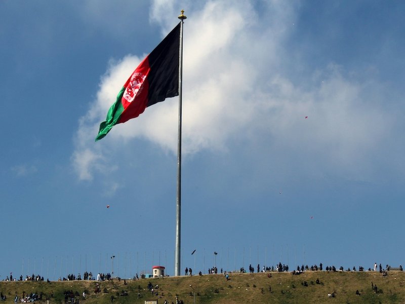 Flag of Afghanistan flown in Kabul