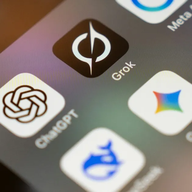Image of AI chatbot apps on a phone