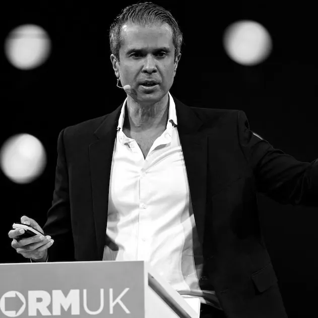 Doctor Aseem Malhotra delivers a speech on the second and final day of the Reform UK party conference at the NEC Birmingham