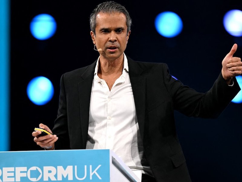 Doctor Aseem Malhotra delivers a speech on the second and final day of the Reform UK party conference at the NEC Birmingham