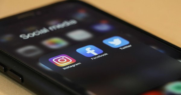 Social media icons on a phone screen