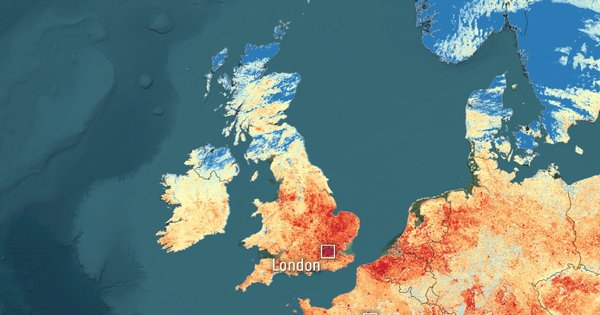 A satellite heatmap showing a 2026 heatwave across Europe