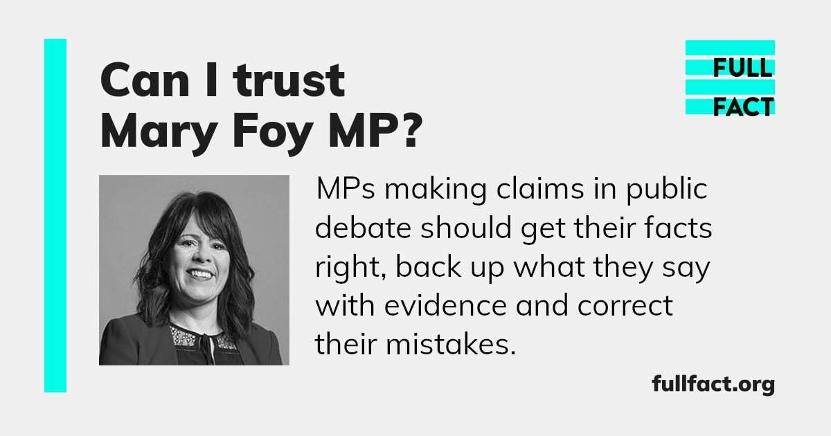 Mary Kelly Foy’s record in public debate - Full Fact